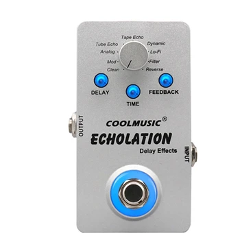 Coolmusic Digital Delay Gitarové Efekty Pedál s 9 Odkladu Účinky Analógové, Tube-Echo, Tape Echo, Dynamické, Filter a Zadnej strane