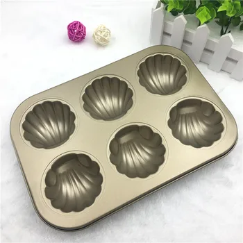 Nový 6 Šálok Shell Banán Tortu Pan Non-Stick pečící DIY Zlaté Tortu Cookies Biscuit Muffin Plesní, Kuchynské Náradie