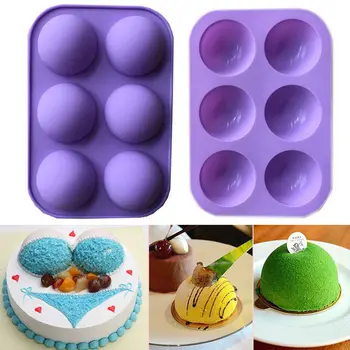 2019 Nové Silikónové Formy na Pečenie Polovici Loptu Oblasti Plesne DIY Čokoláda Cupcake Tortu Formy 6 Otvorov Kuchyňa Pečenie Nástroj