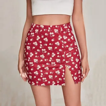 Womail 2021 Streetwear Štíhle Sexy Malý Kvetinový Tlač Ženy-line mini Sukne Vysoký Pás Sukne Sheins dámske Split Krátke Sukne
