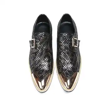 Sapato sociálne masculino ocele zlato prst svadobné šaty formálne obuv muži lesk mokasíny oxford koža talianskej obuvi trvá 2019