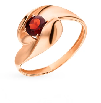 Zlatý prsteň s Granát slnečnému žiareniu vzorky 585