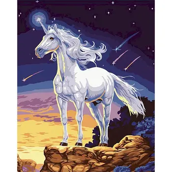 Maľovanie Podľa Čísel DIY šťastie farbivá Zvieratá Hviezdna kôň Akrylová Farba Moderné Nástenné Art Obraz Jedinečný Darček Pre Home Decor