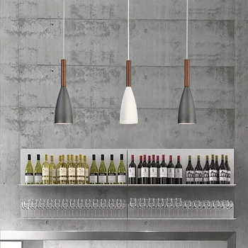 Nordic minimalistický spálňa nočná lampa tvorivé osobnosti drevo a kov Prívesok svetla dekorácie cafe bar jedáleň lampa