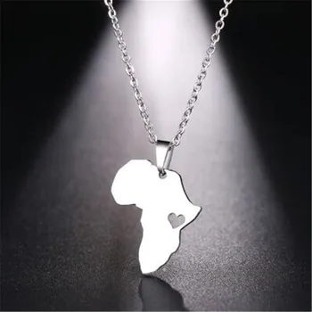 Kreatívne Afrika Mapa v Tvare Srdca Náhrdelník pre Ženy Móda Ženské Kúzlo Reťazca Náhrdelníky Lady Party Príslušenstvo Šperky