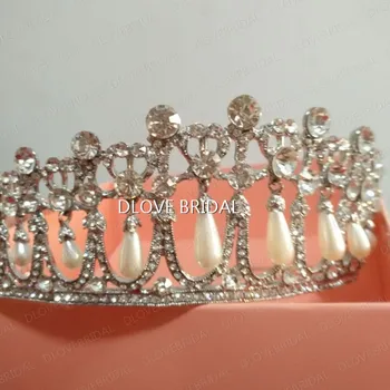 Klasické Princezná Diana Rovnaké Pearl Koruny Crystal Tiara Svadobné Šperky, Svadobné Party Vlasy Príslušenstvo