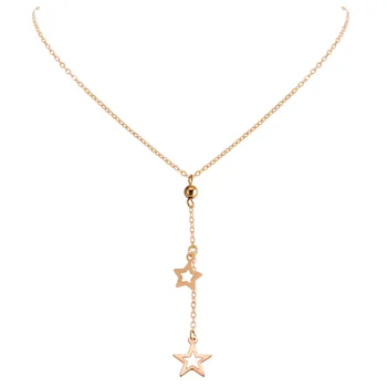 Zlatá farba Choker Náhrdelník pre ženy duté hviezdy Prívesok Reťazca Náhrdelníky & Prívesky Čipky velvet chokers Módne Šperky