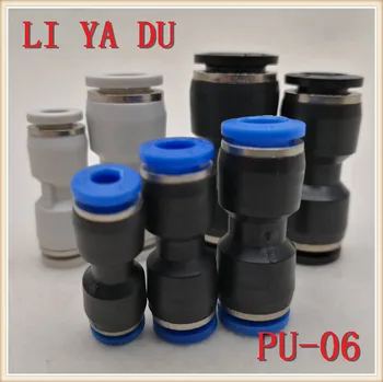 100ks/veľa PU-06 Pneumatické potrubné spoločné rýchle prejsť pu6 priame plug 6 mm