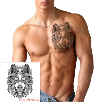 Vlk Black Leopard Tetovanie Nepremokavé Dočasné Nálepky Strom Farba Divokých Zvierat Falošné Tetovanie pre Mužov Body Art Vlastné Tatoos