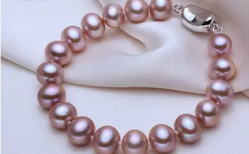 Očarujúce south sea 9 -10 mm levandule perlový náramok 7.5-8 cm