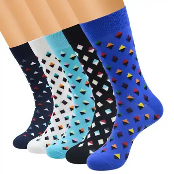 Mens Šťastný Farebné Pruhované Ponožky Kvalitný Prehoz Diamantovým Vzorom Argyle Geometrické Harajuku Česanej Bavlny Ponožka Vianočný Darček