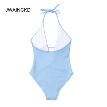 JWAINCKD jednodielnych Plaviek Ženy 2018 Pevné Plavky Žena Čalúnená plavky s uväzovaním za Obväz Plávanie Oblek Sexi Plaviek