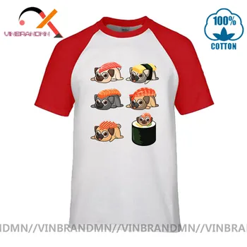 Sushi Pug Psa Tee Zábavné Sushi Zvierat T shirt mužov Japonsko Sushi potravín T-shirt pre foodie majiteľ Psa darček tee tričko chlapcov krásne tričko