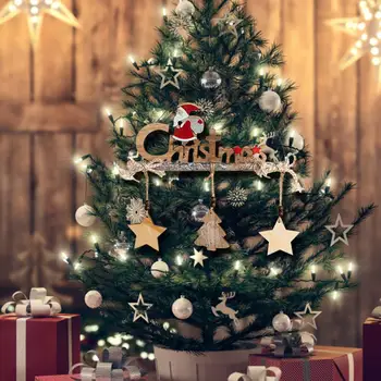 Vianočné Dverí Visí Prihlásiť Drevené Santa Doložka Dekoratívne Nástenné Ozdoby Prívesok pre 2021 Nový Rok Party Domova