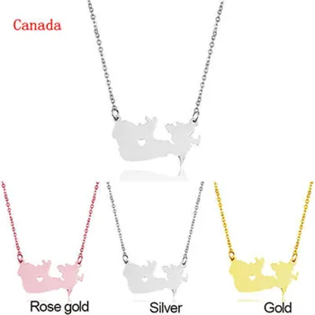 Horúce nehrdzavejúcej ocele mapu náhrdelník, Kanadský národný prívesok, žien mapu šperky.