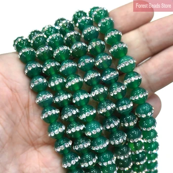 Krúžok Diamanty Hladké Zelená Agates Kolo Voľné Korálky Prírodného Kameňa na Šperky, Takže Diy Náramok Náušnice 15