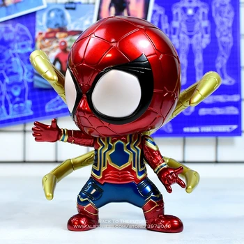 Disney, Marvel Avengers Spider Man 21 cm Q verzia Akcie Obrázok Anime Mini Bábika Kolekcie Figúrka Hračky, model pre deti darček