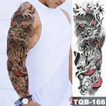 Veľké Arm Tattoo Rukáv Tiger Lebky Dragon Nepremokavé Dočasné Tatto Nálepky Pradžňa Lev Body Art Full Falošné Tetovanie Ženy Muži