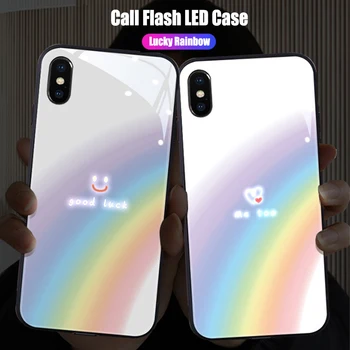 Hovor Flash Mobilný Telefón puzdro Pre iPhone 12 11 Pro X XS MAX 6 7 8 Plus XR LED Šťastie Rainbow Light Zmena Farby Shockproof Kryt