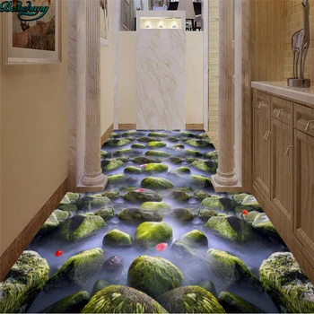Beibehang Veľkú zákazku podlahy krásne rieky kameň moss rose petal kúpeľňa 3d poschodí jemné dekoratívne maľby