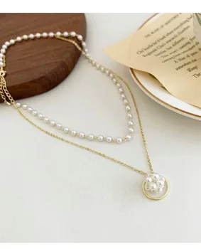 Zmysel clavicle reťazca web celebrity náhrdelník náhrdelník žena temperament jemné perly prívesok dvojitý loptu krátke osobnosti
