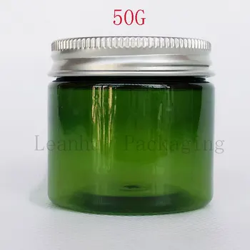 50G Zelenej Plastové Krém Fľašu S Striebro Spp , 50CC make-up Čiastkové plnenie do fliaš , Prázdne Kozmetické Kontajner ( 50 PC/Lot )