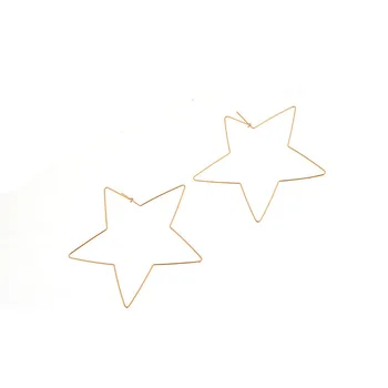 Európske a Americké šperky prehnané jednoduché päť-špicaté hviezdy duté kovové náušnice