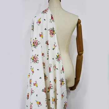 130 cm široký bavlnené a ľanové tkaniny biele kvety bavlna bielizeň, šaty, sukne, sukne tkaniny tkaniny tkaniny