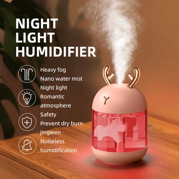 Zvlhčovač vzduchu 300 ml v pohode, hmla, aróma difuzér, so strmosťou LED svetlá, ultrazvukové auto mini pračka roztomilý zvierat strany USB