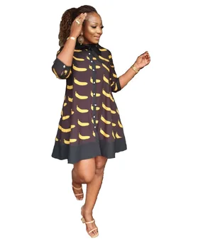 Africké oblečenie pre ženy 2019 Vysoký pás lúk tlačiť veľké veľkosti, šaty pre ženy krásne letné šaty pre ženy