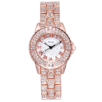 Quartz hodinky Fashion Square Diamond Ocele Kapela Sledovať kalendár náramkové hodinky dámske Hodinky