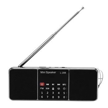 Mini Prenosné Dobíjacie Stereo L-288 FM Rádio Reproduktor LCD Sn Podpora TF Karty, USB Disk, MP3 Prehrávač Hudby Reproduktor(Black)