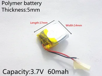 3.7 V,60mAH,501417 PLIB; polymer lithium ion / Li-ion batéria pre GPS,mp3,mp4,mp5,dvd,model hračka