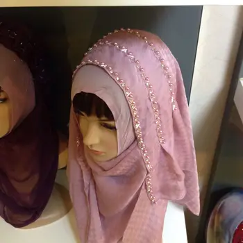 Moslimské Ženy Šifón Lištovanie Ružová Jednoduché Nosenie Šatky Islamskej Khimar Hidžáb Úplné Pokrytie pokrývku hlavy Dievčaťa Spp Veľké Veľkosti YSS1406