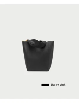 Originálne kožené vedro vrece 2020 nové široký ramenný popruh jediný ramenný messenger taška koza zrna cowhide módne jednoduché kabelka
