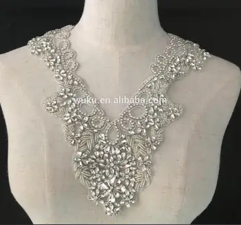 Off-biele vlákna bling bling dekoratívne fahion tvaru náhrdelník golier nášivka