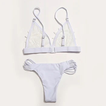 2020 Predaj Vyšívané Kvet Bikini Nastaviť Nové Duté Sa Biquinis Brazílske Tangá Žlté Plavky, Plavky, Plážové Oblečenie