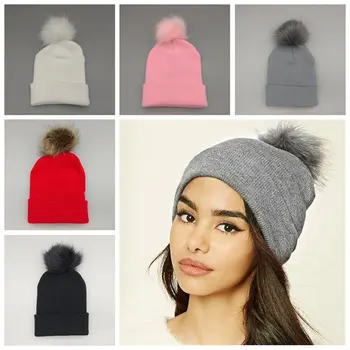 Ženské kožušiny loptu spp pom poms zimné klobúk pre ženy girl 's hat pletené čiapky spp zbrusu nový hrubé Žien Skullies Čiapky