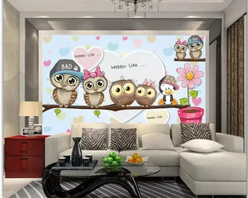 Vlastné tapetu 3d roztomilý kreslený sova detská izba pozadie stena obývacia izba izba módne podľa šírky a výšky calc