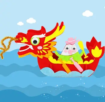 1set Nové DIY Deti Príručka Loď Dragon 3D Modelu Deti Ručné Boat Race Hračky Deti Non Tkané Predškolského Umenie, Remeslo Hračky Darček