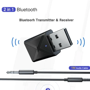 4 V 1 Bluetooth 5.0 Audio Prijímač, Vysielač Bezdrôtového Adaptéra Mini 3.5 mm AUX Stereo Bluetooth Vysielač Pre TV, PC, Auto