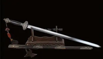 Skutočné Ručné Čínsky Meč Qing Dynastie KungFu Jian Ostré Zložené Damasku Ocele Full Tang Čepeľ/Meď Zverokruhu Nôž Vybavené
