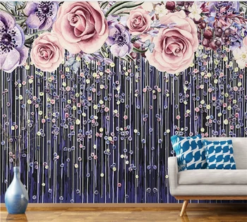 Xuesu Vlastnú tapetu 3D photo stenu romantický jednoduché pastoračnej štýl kvet, ručne maľované pozadia stenu, dekorácie, maliarstvo,