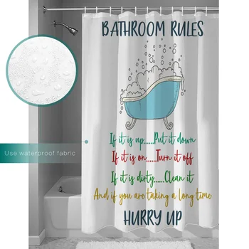 Kúpeľňa Pravidlá Farebné Textové Vaňou Nepremokavé Sprchový Záves Domáce Dekorácie Sprchový Záves Kúpeľňových Doplnkov