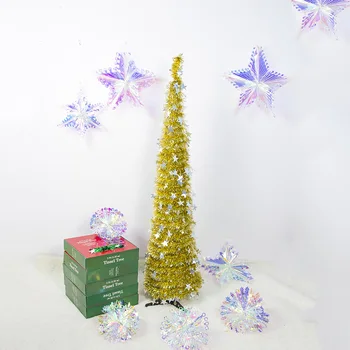 1.2 m Vianočný Stromček Päť-špicaté Hviezdy Vianočný Stromček Nový Rok Vianočné Dekorácie, 5 Farby Skladacia Umelý Strom so Stojanom