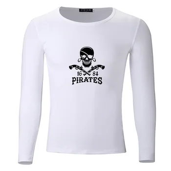 Pirate Skull Vlajka Veľká Veľkosť Študentov Jar Jeseň T-Shirt Long Sleeve Muži Ženy Chlapci Dievčatá T Shirt Deti Tshirt