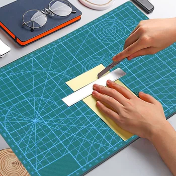 A4 Mriežky Obojstranný Prirezávanie Mat Pad Kartón Cutting Tool Kit Akrylové Transparentné Pravítko Handričkou Fréza Čepele Šitie Nástroje