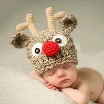 Deti Zime Teplé Pletené Čiapočku Spp Roztomilý 3D Vianočné Elk Antler Pletené Klobúk BM88