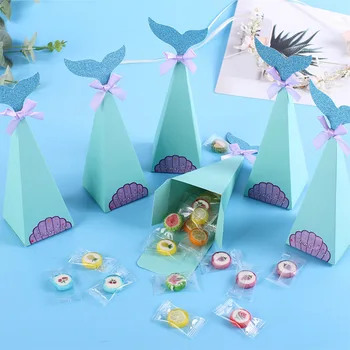 20 Ks Morská Víla Sequined Tvar Candy Box Strana Navrhne Šperky Úložný Box Svadobné Zdvorilosti Darčeky Box