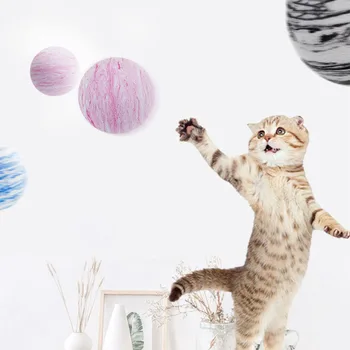 1Pc 3 Farby 4cm Cat Hračka Rainbow Planéty Hračka Loptu Interaktívnych Hračiek pre Mačky Hrať Žuť Hrkálka Poškriabaniu EVA Loptu Školenia domáce zvieratá